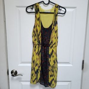 Staring at Stars Anthropologie Yellow Mixed Pattern Sleeveless Dress